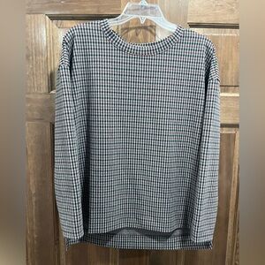 LOFT Women’s Houndstooth Hi Low Long Sleeve Top, Size Medium